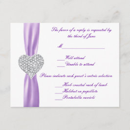 Cartão RSVP Diamond Heart Purple Wedding Response Card