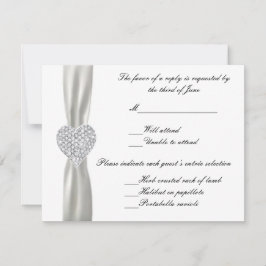 Cartão RSVP Diamond Heart White Wedding Response Card