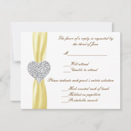 Cartão RSVP Diamond Heart Yellow Wedding Response Card