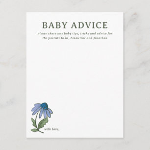 Cartão RSVP Dicas para Chá de Bebê Floral Country Azul e Verde