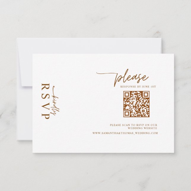 Cartão RSVP Digital Rustic Terracotta Floral QR Code Wedding  (Verso)