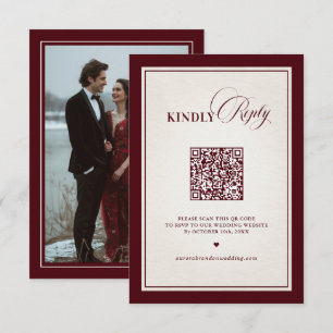 Cartão RSVP Dinheiro Antigo Moderno Formal Burgundy Luxo Códig