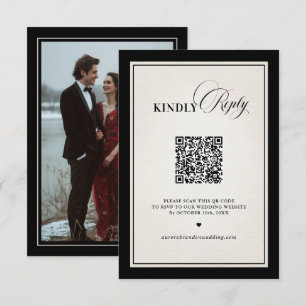 Cartão RSVP Dinheiro Antigo Moderno Formal Preto Luxo Chic Cód