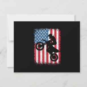 Cartão RSVP Dirt Bike American Flag Motocross Biker Men