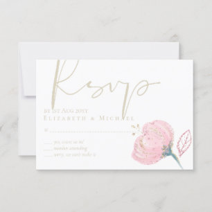 Cartão RSVP Disparador de Casamento Moderno Elegante Rosa Dour