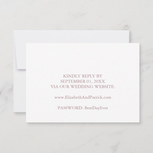 Cartão RSVP do Site de Casamento de Caligrafia de  (Verso)