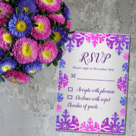 Cartão RSVP Doce 16 Floco de Neve de inverno Aniversário