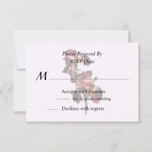 Cartão RSVP Dois Íris Maroon e Amarelo
