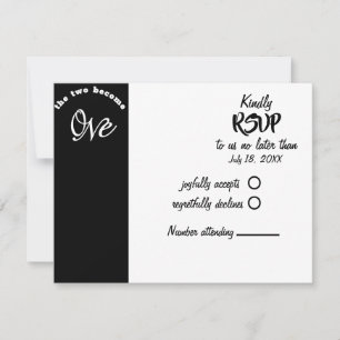 Cartão RSVP Dois se tornaram um casamento preto e branco