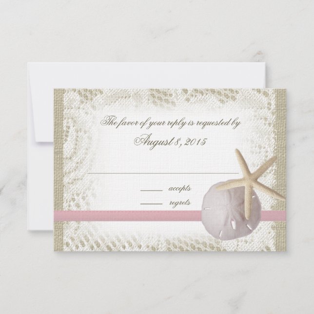 Cartão RSVP Dólar de areia e peixe-estrela rosa (Frente)