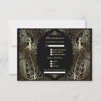 Dourada Arte Deco Peacocks - Pedido De Casamento