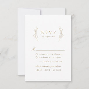 Cartão RSVP Dourado casamento botânico de elegância simples