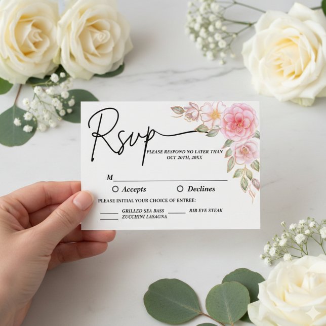 Cartão RSVP Dourado Casamento Elegante (Gold Elegant Wedding RSVP Card)