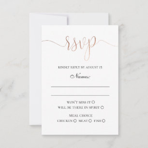 Cartão RSVP Dourado casamento moderno. Simples e elegante mini