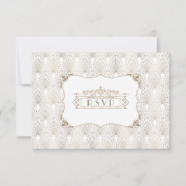 Cartão RSVP Dourado Excelente Fleur-de-lis Gatsby 20s Casament