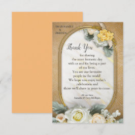 Cartão RSVP Dourado fundo de Mandala com Rosas Brancas
