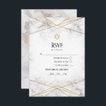 Cartão RSVP Dourado Marble Geométrico Bat Mitzvah<br><div class="desc">Bat mitzvah rsvp com uma textura de mármore com uma estrutura geométrica dourada e uma mármore dourada.</div>