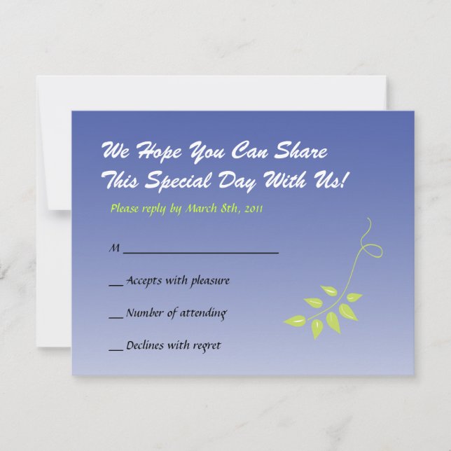 Cartão RSVP Dove the Peace Bat Mitzvah Invitation REPLY (Frente)
