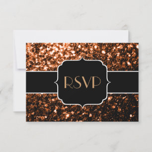 Cartão RSVP Doze laranja marrom cobre falso faíscas Sweet 16