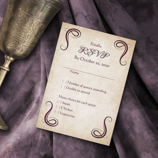 Cartão RSVP Dragão Casamento da Fantasia Medieval (Criador carregado)