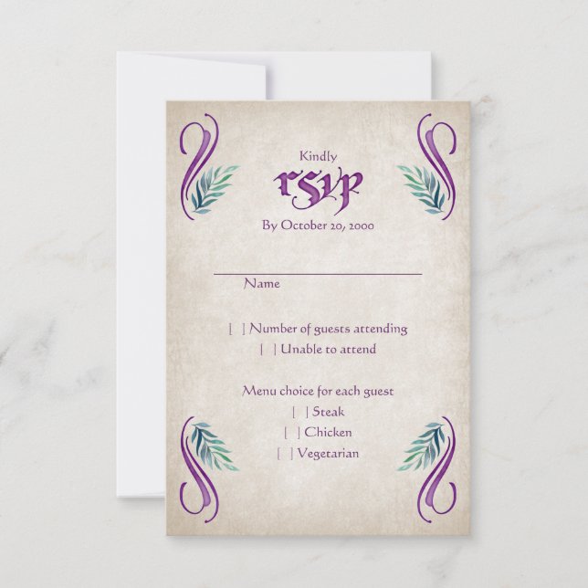 Cartão RSVP Dragon Floral Wedding (Frente)
