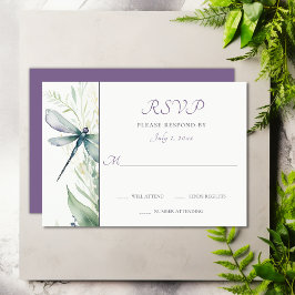 Cartão RSVP Dragonfly bonito e Casamento Verde
