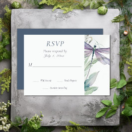 Cartão RSVP Dragonfly bonito e Casamento Verde