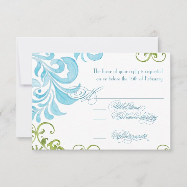 Cartão RSVP Dragonfly Swirls Scroll Chic Modern Floral Invite (Frente)