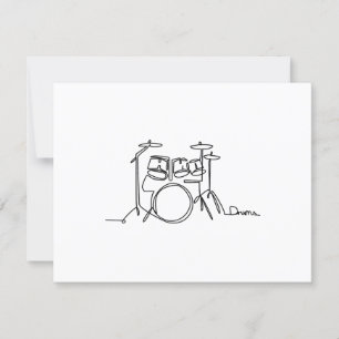 Cartão RSVP Drummer Music Design Um Tambor De Linha