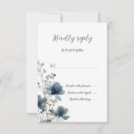 Cartão RSVP Dusty Blue Botanical Wedding