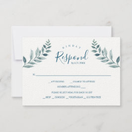 Cartão RSVP Dusty Blue Botanicals Casamento