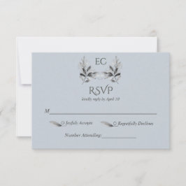 Cartão RSVP Dusty Blue Branch Monogram Wedding