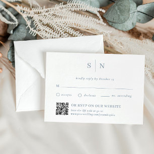 Cartão RSVP Dusty Blue Chic   Tradicional e QR Code