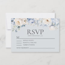 Dusty Blue Cream White Floral Casamento