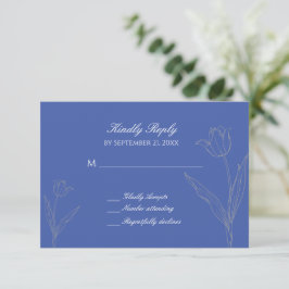 Cartão RSVP Dusty Blue e Casamento de Tulipas Minimalistas da