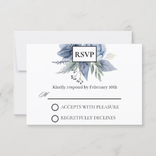 Cartão RSVP Dusty Blue e Marinho Wedding