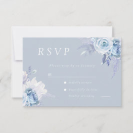 Cartão RSVP Dusty Blue Floral Wedding