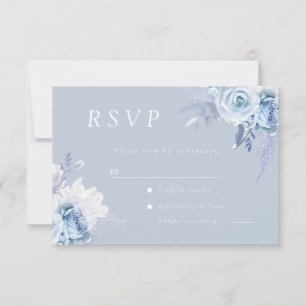 Cartão RSVP Dusty Blue Floral Wedding