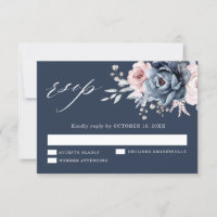 Dusty Blue Mauve Rosa Rosa Slate Floral Casamento 