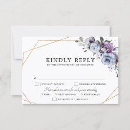 Cartão RSVP Dusty Blue Purple Marinho Lilac Blooms Casamento R