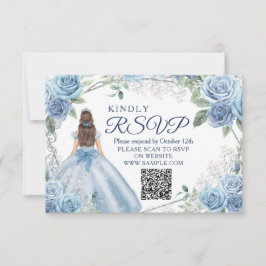 Cartão RSVP Dusty Blue Quinceañera 15 Anos