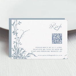 Cartão RSVP Dusty Blue Romantic Botanical Arch Garden Wedding