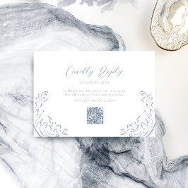 Cartão RSVP Dusty Blue Vintage Flourar código QR casamento