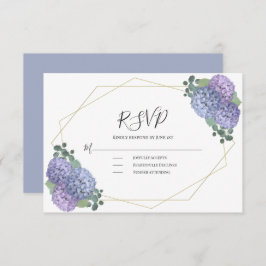 Cartão RSVP Dusty Blue Watercolor Casamento Geométrico