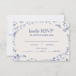 Cartão RSVP Dusty Blue Watercolor Floral Response Card