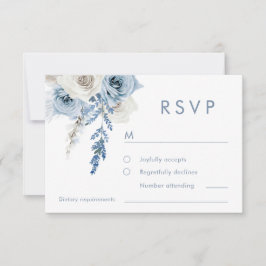 Cartão RSVP Dusty Blue & White Floral Weding