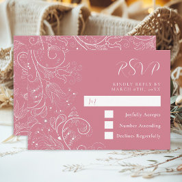 Cartão RSVP Dusty Pink Elegant Floral Wedding