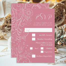 Cartão RSVP Dusty Pink Elegant Floral Wedding Escolha