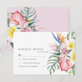 Cartão RSVP Dusty Pink Tropical Floral Botanical Wedding