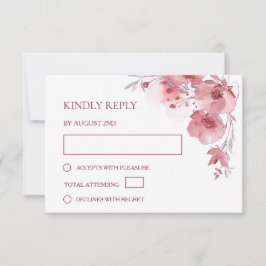 Cartão RSVP Dusty Pink Watercolor Wedding